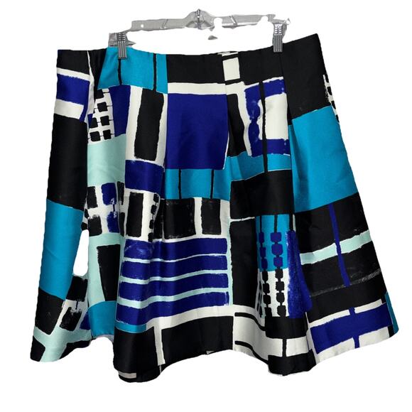 Lane Bryant Blue Geometric A Line Skirt w/ pockets NWT Party Cocktail Plus Sz 20 - Picture 1 of 10